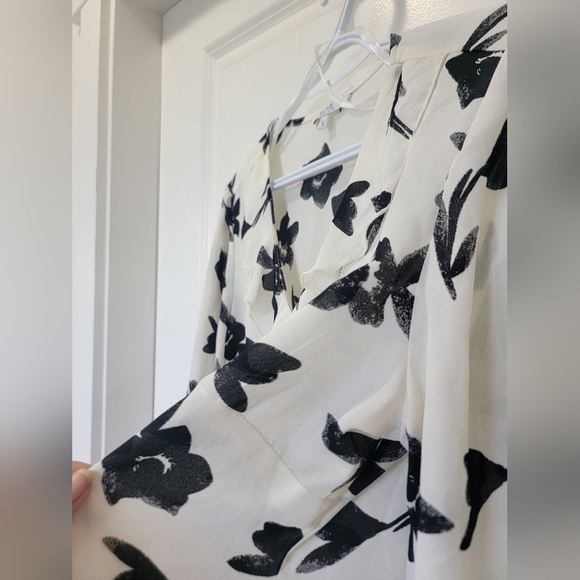 Alfred Sung blouse white black floral large - Picture 4 of 6